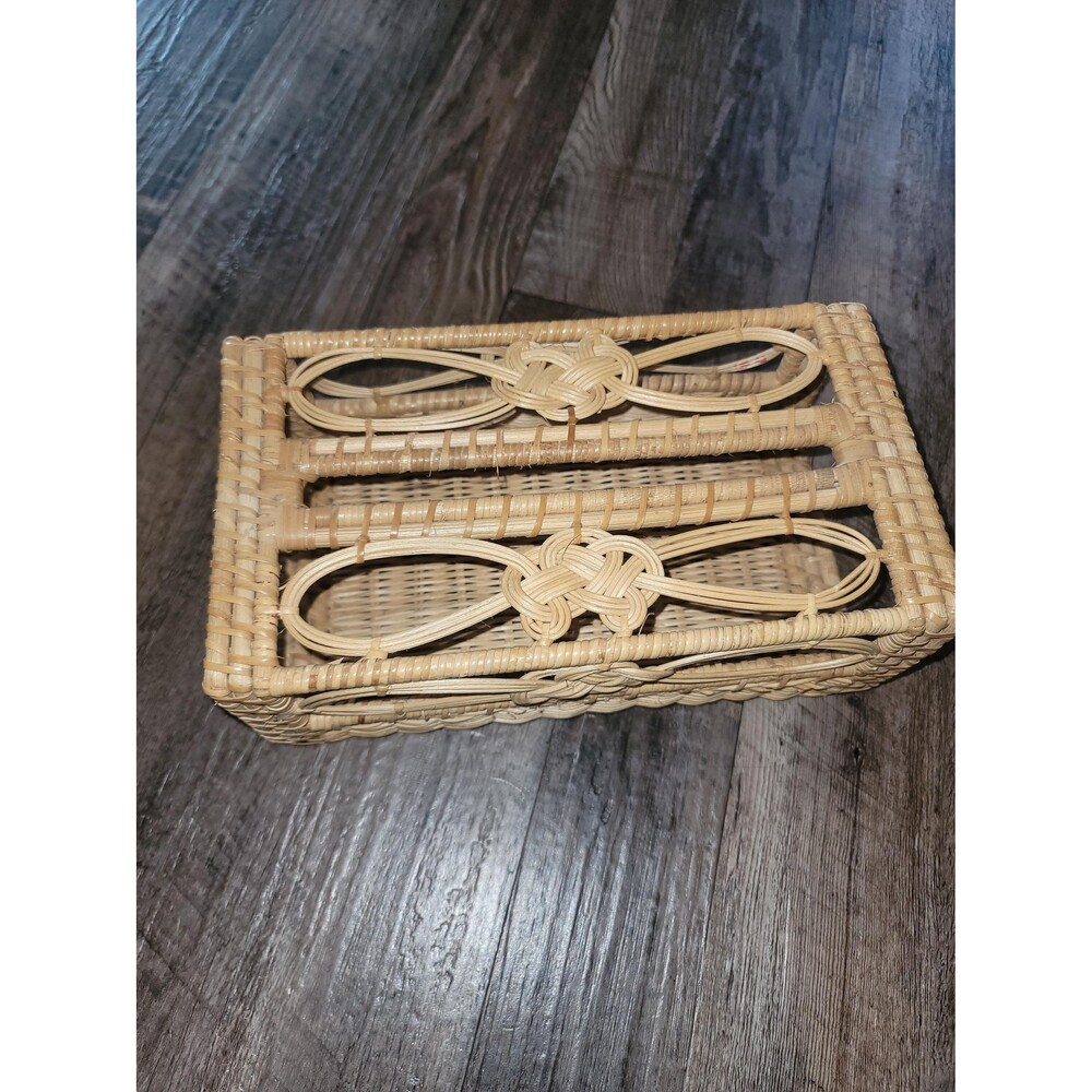 Vintage Rattan Wicker Tissue Box Cover